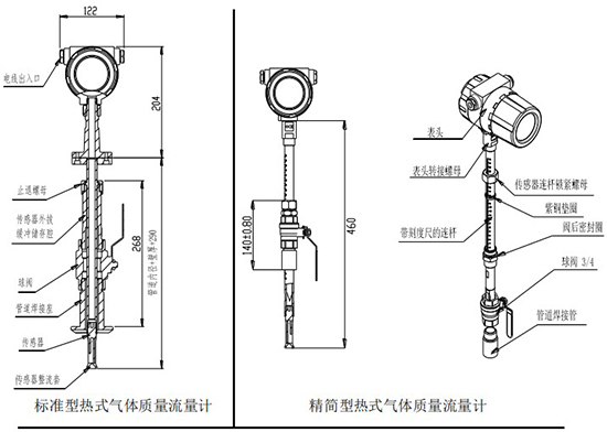 锅炉用热式质量流量计插入式结构图