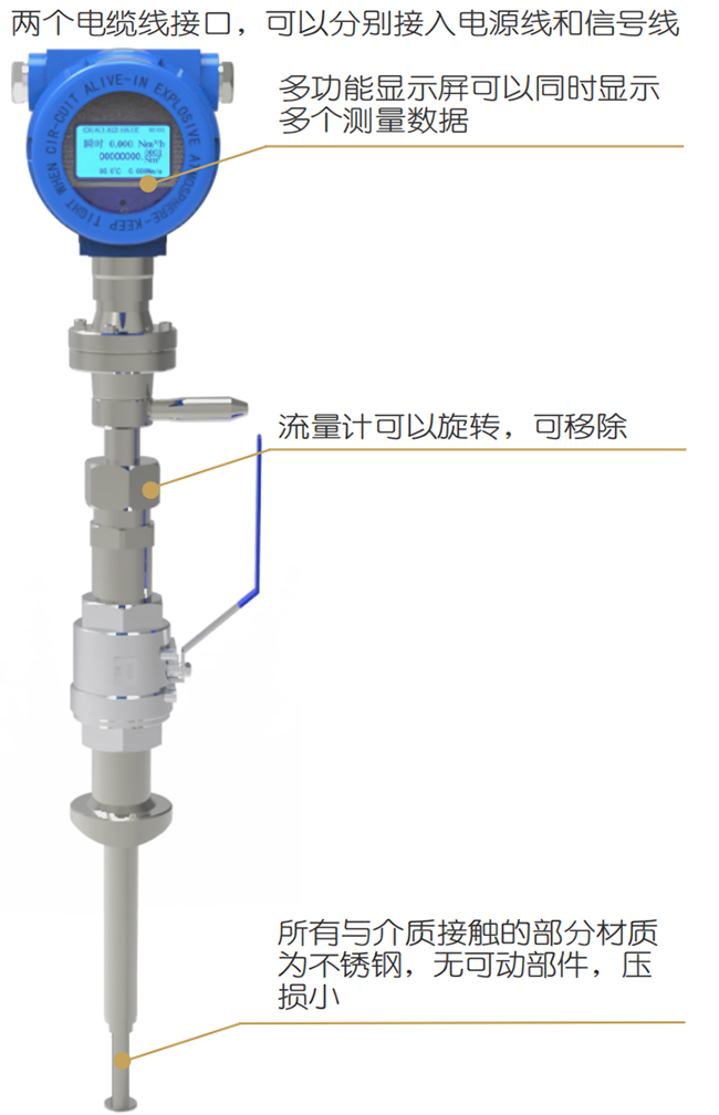 智能热式气体质量流量计结构图