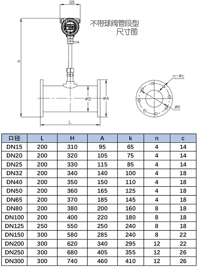 带卡套球阀氢气流量计尺寸图