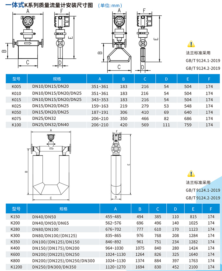 一体式液体二氧化碳流量计尺寸图