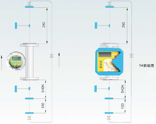 垂直安装浮子流量计54安装图