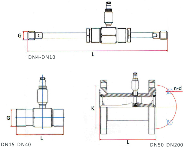 dn40涡轮流量计安装尺寸图