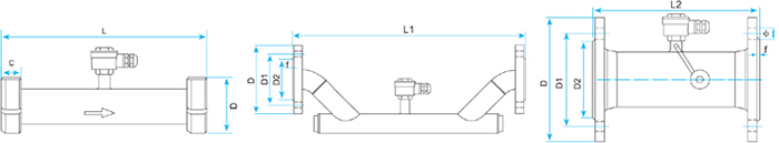 高温超声波流量计卫生型管段式传感器图示