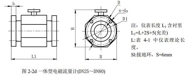 分体式污水流量计外形尺寸图二